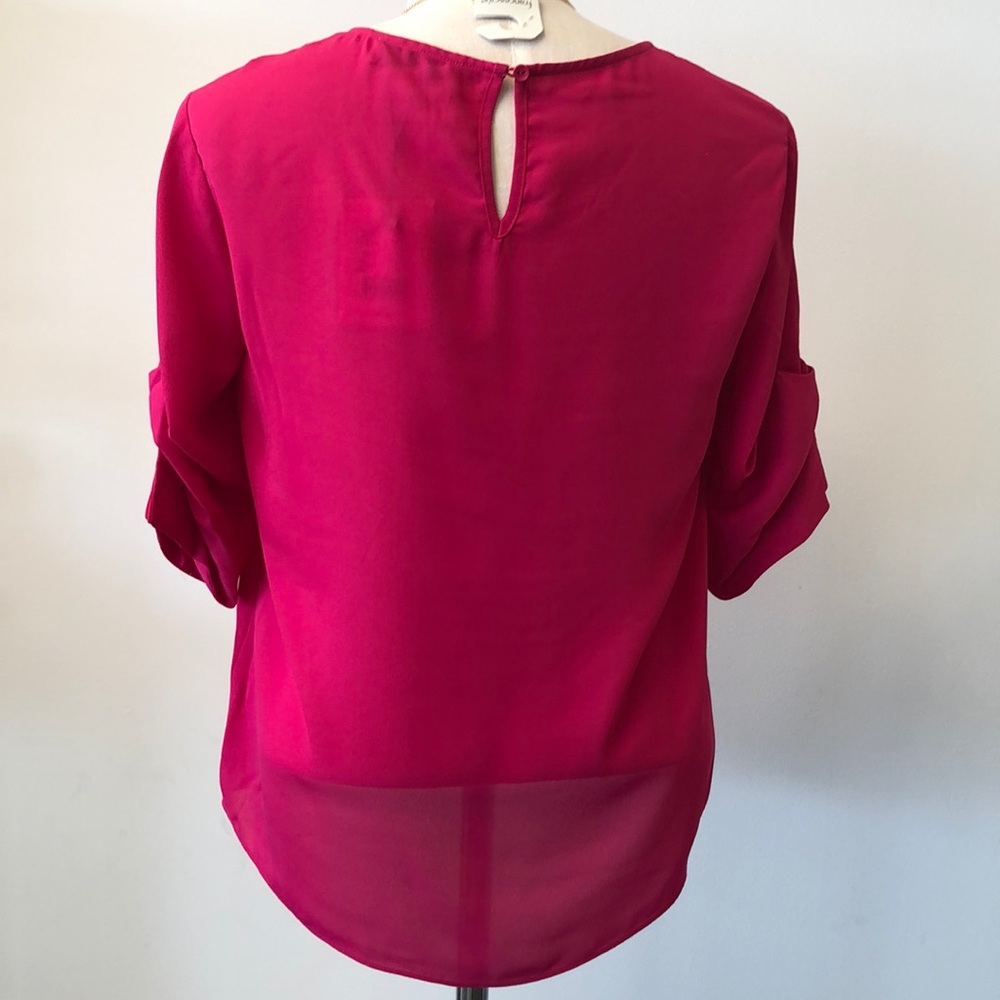 NWT Gibson Latimer Blouse Hot Pink - Picture 3 of 4